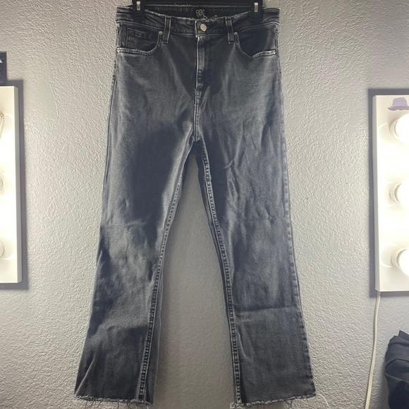 BDG Kick Flare High Rise Cropped Black Jeans - Picture 5 of 16